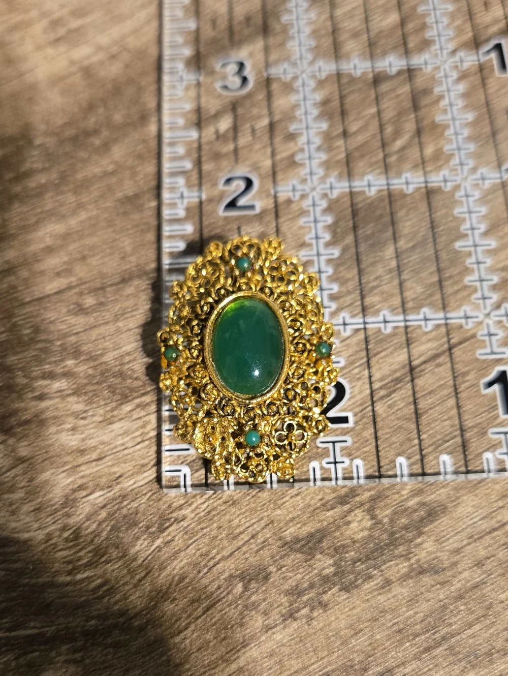 Vintage Gold Tone Filigree Brooch Pin 1.5